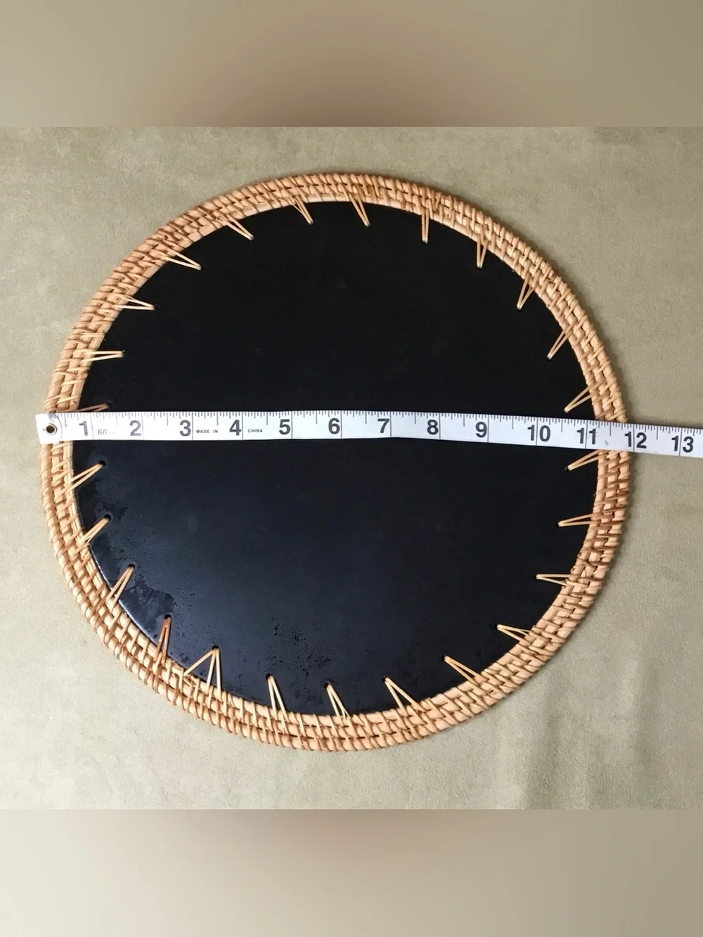 Brazil Station White Mother-of-Pearl Plate Charger with Handwoven Rattan Frame